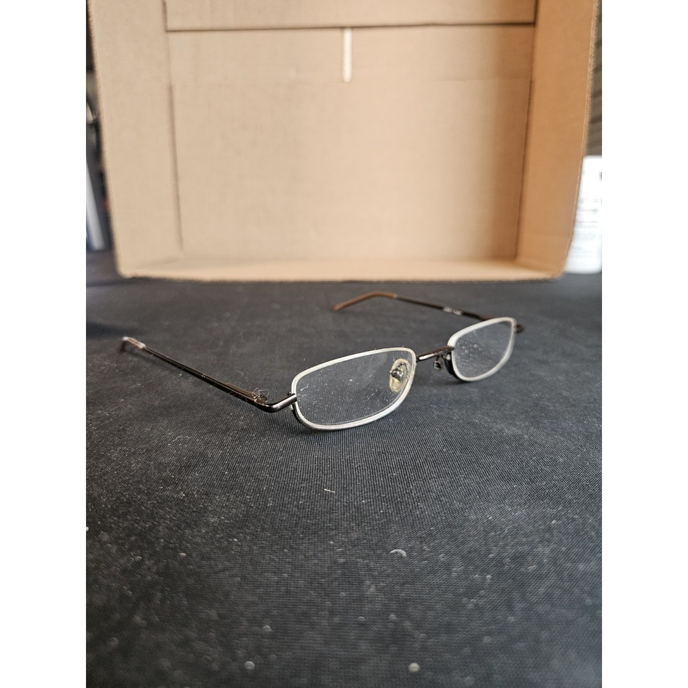 Fossil L00911 Eyeglasses Frames Brown Silver Metal Rectangle Semi Rimless